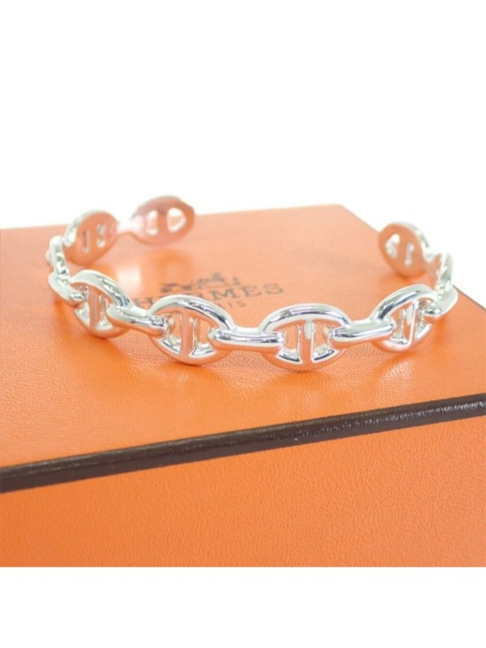 Hermes Chaine D'ancre Enchainee MM Bracelet 925 Sterling Silver